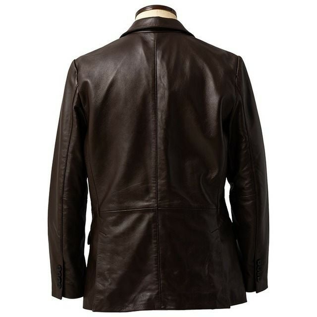 LIUGOO 本革 レギュラーフィットレザーテーラードジャケット メンズ