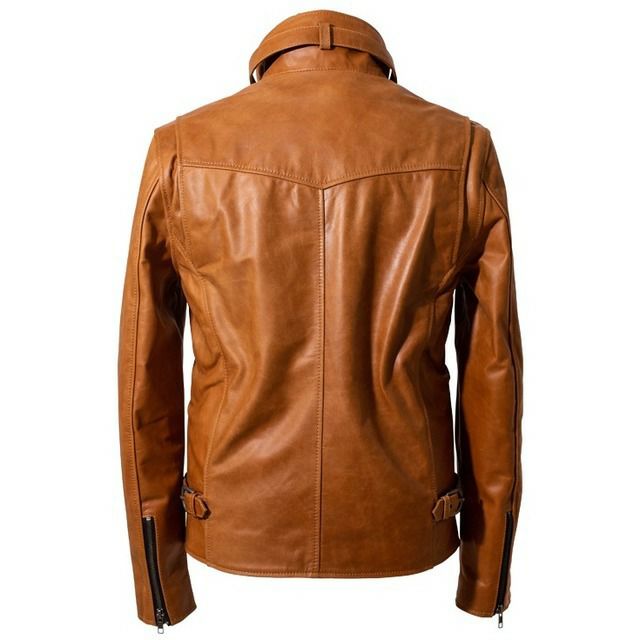 Liugoo Leathers 本革 襟ボアハイネックシングルライダースジャケット