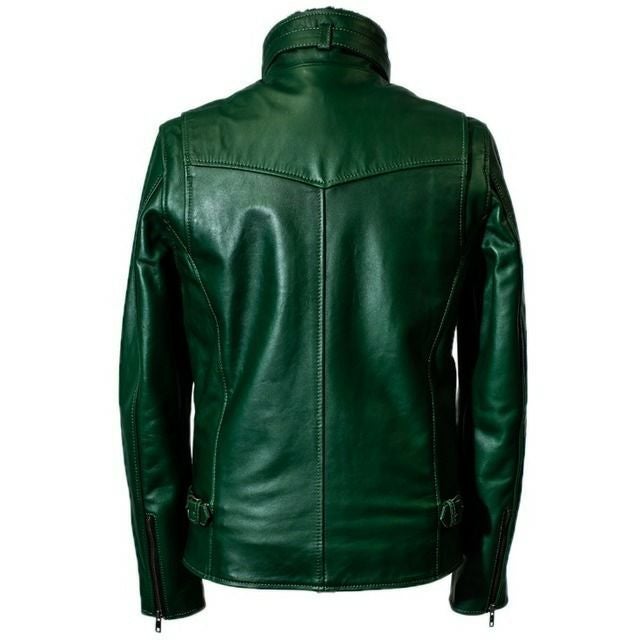 Liugoo Leathers 本革 襟ボアハイネックシングルライダースジャケット