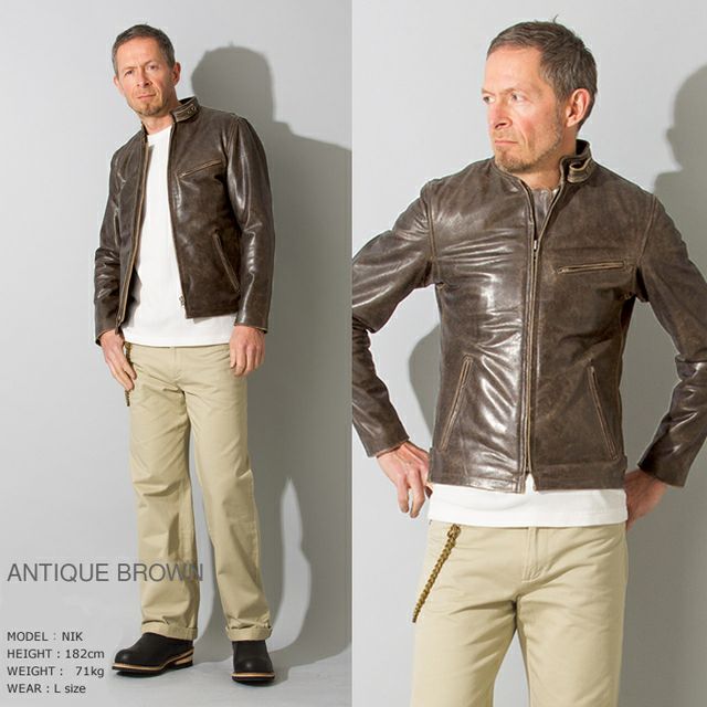 Liugoo Leathers 本革 シングルライダースジャケット メンズ