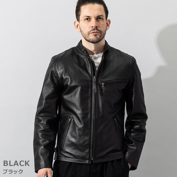 Liugoo Leathers 本革 シングルライダースジャケット メンズ 