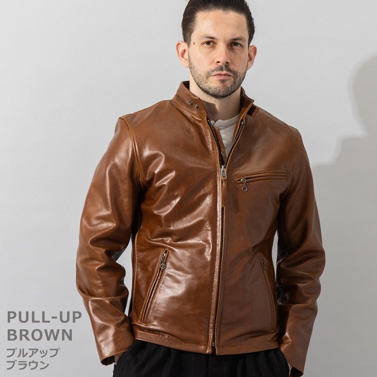 Liugoo Leathers 本革 シングルライダースジャケット メンズ