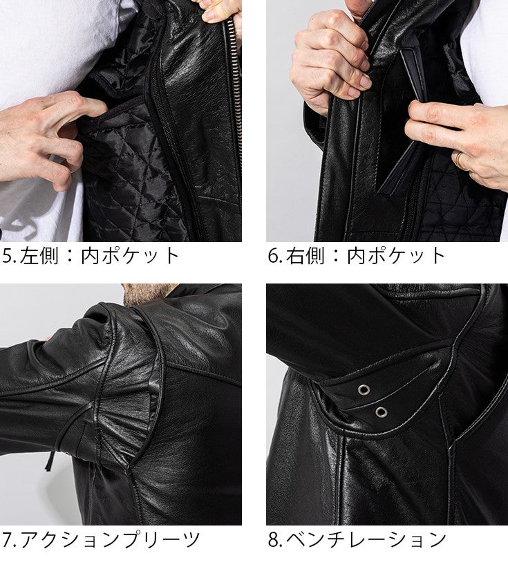 Liugoo Leathers 本革 シングルライダースジャケット メンズ