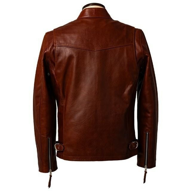 Liugoo Leathers 本革 立襟シングルライダースジャケット メンズ