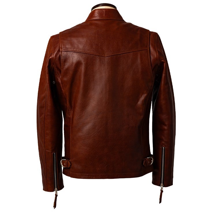 Liugoo Leathers 本革 立襟シングルライダースジャケット メンズ 