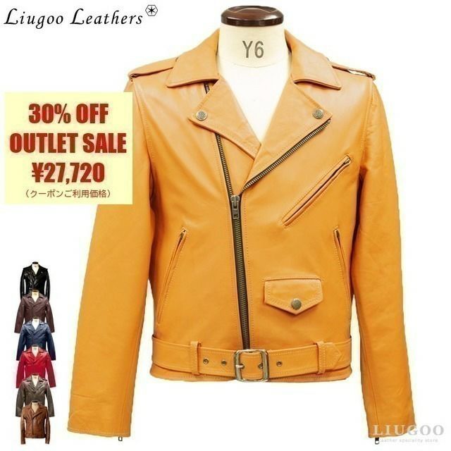 Liugoo Leathers 本革 ダブルライダースジャケット メンズ リューグー