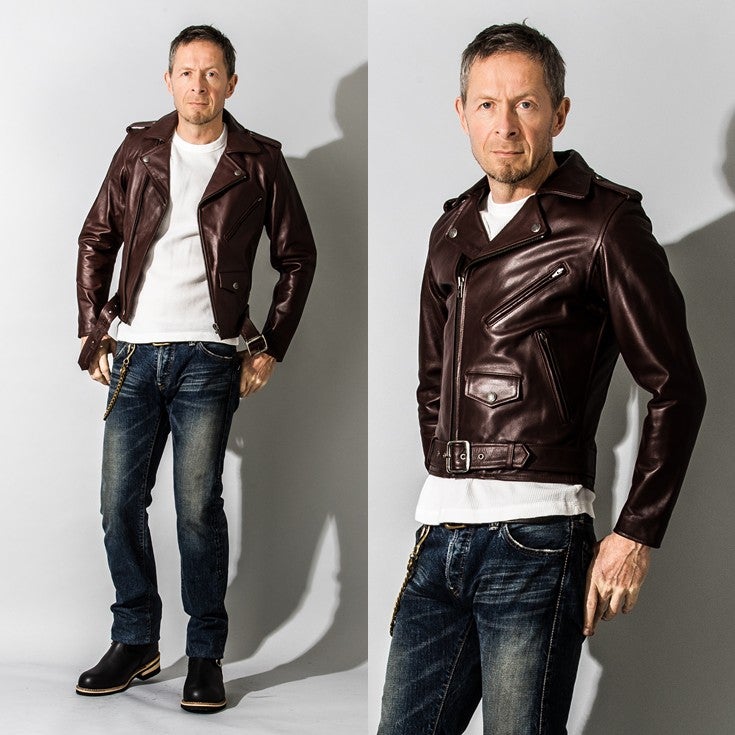Liugoo Leathers 本革 ダブルライダースジャケット メンズ リューグー