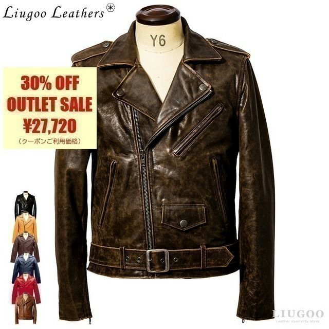 美品■リューグーレザーズ　ライダースジャケット　本革　ブラック　LL Liugoo Leathers 【20周年記念10%OFFクーポン】Liugoo Leathers 本革