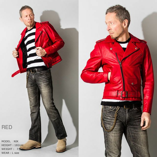 美品■リューグレザーズ ライダースジャケット ダブル 裏地赤 キルティング M Liugoo Leathers 【20周年記念10%OFFクーポン】Liugoo Leathers 本革