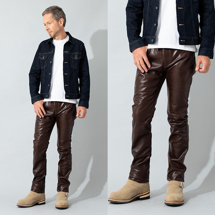Liugoo Leathers STP02A レザーパンツ 34 BK Liugoo Leathers 本革 スリムフィットレザーパンツ メンズ リューグー