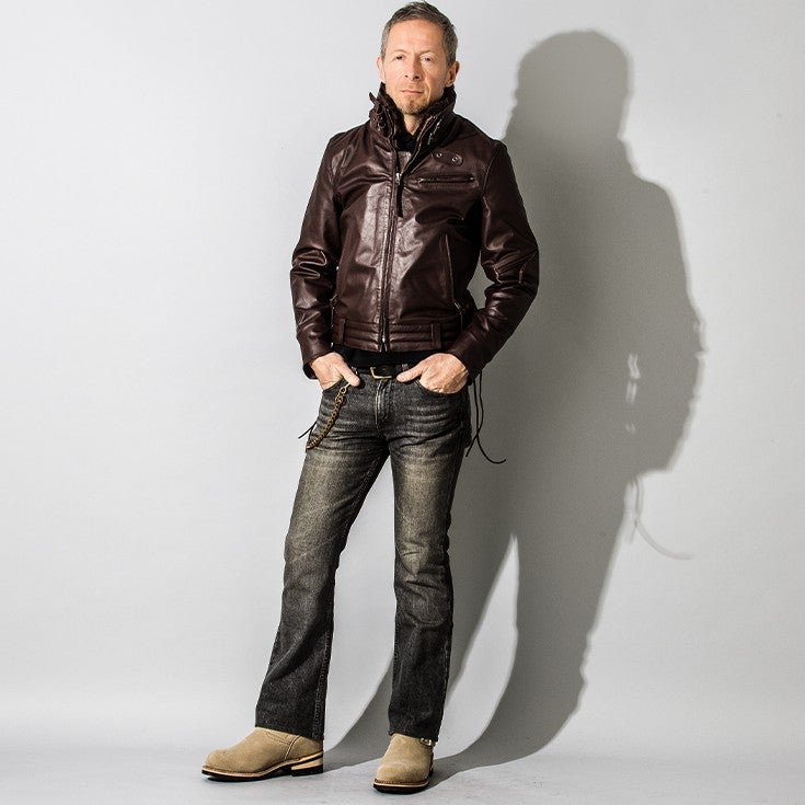 Liugoo Leathers 本革 高機能防寒仕様襟ボアハイネックシングル