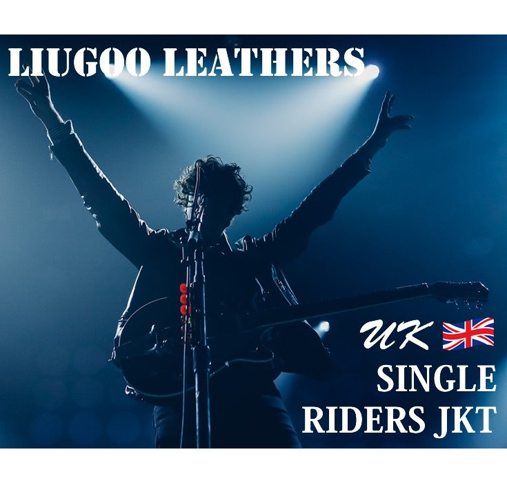 Liugoo Leathers 本革 UK襟付きシングルライダースジャケット メンズ