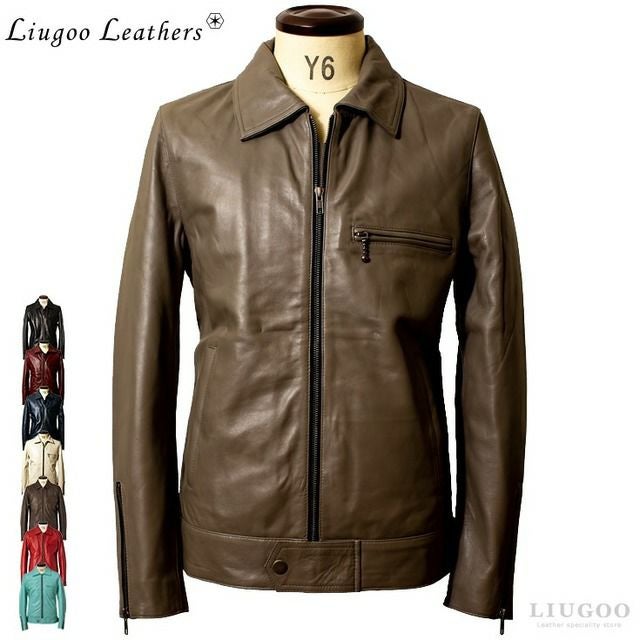 最終値下げ！Liugoo Leathers 本革UK襟付シングルライダース Liugoo Leathers 本革 UK襟付きシングルライダースジャケット メンズ