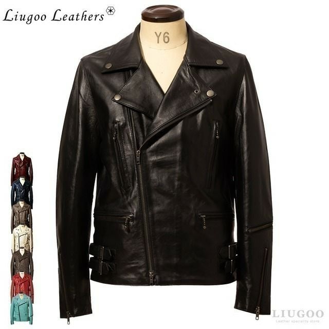 Liugoo Leathers 本革 UKダブルライダースジャケット メンズ