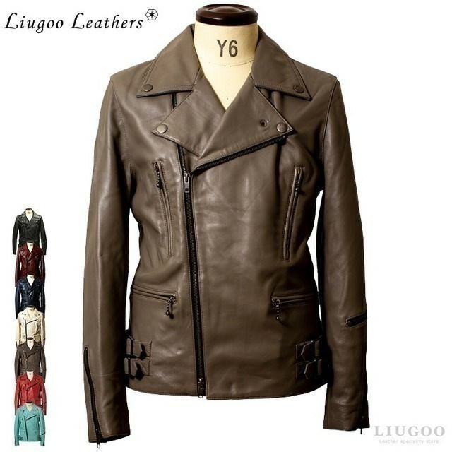 Liugoo Leathers 本革 UKダブルライダースジャケット メンズ