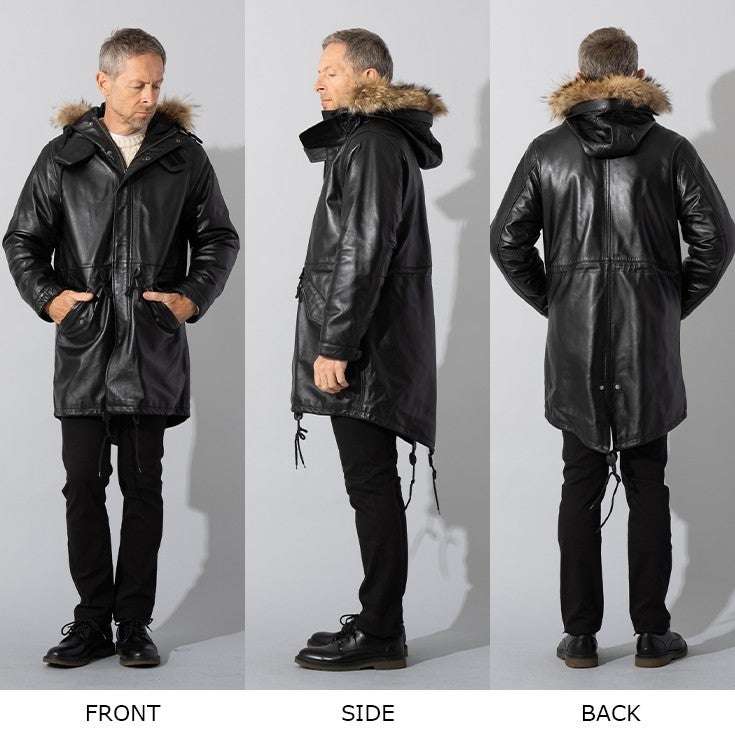 Liugoo Leathers 本革 レザーM-51モッズコート メンズ リューグー