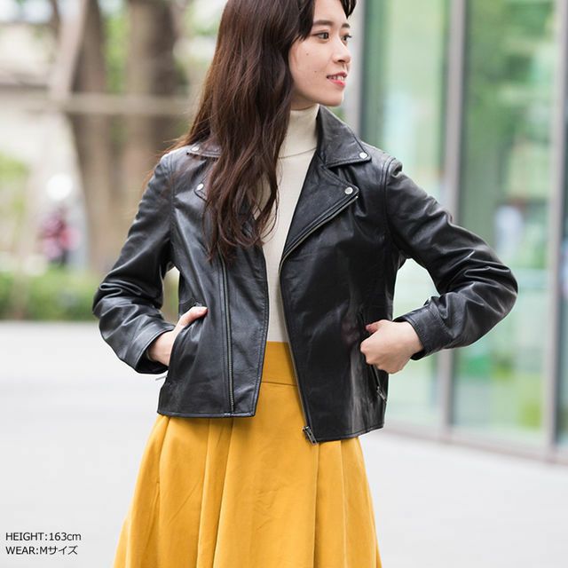 LIUGOO ZERO WASTE 本革 ダブルライダースジャケット レディース