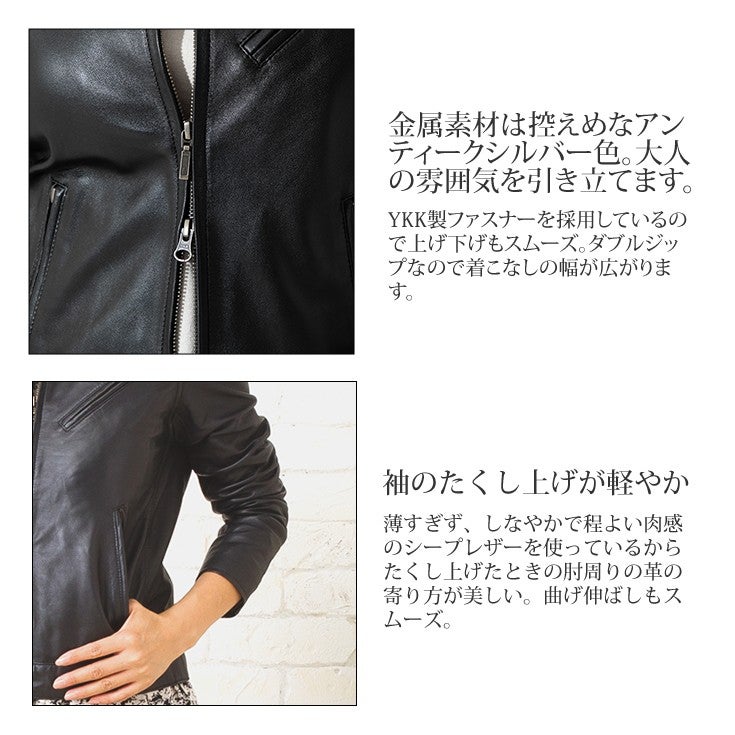 LIUGOO 本革 シングルライダースジャケット レディース リューグー