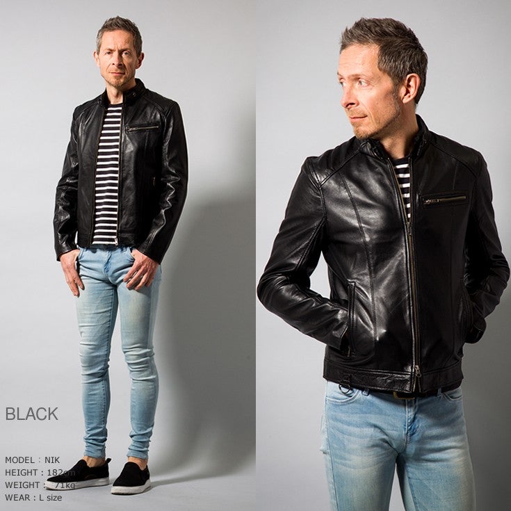 Liugoo Leathers 本革 シングルライダースジャケット メンズ 