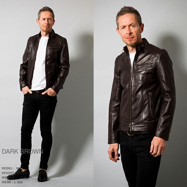 ブラックレザー シングルライダースジャケット　フェアレディキング Liugoo Leathers 本革 シングルライダースジャケット メンズ