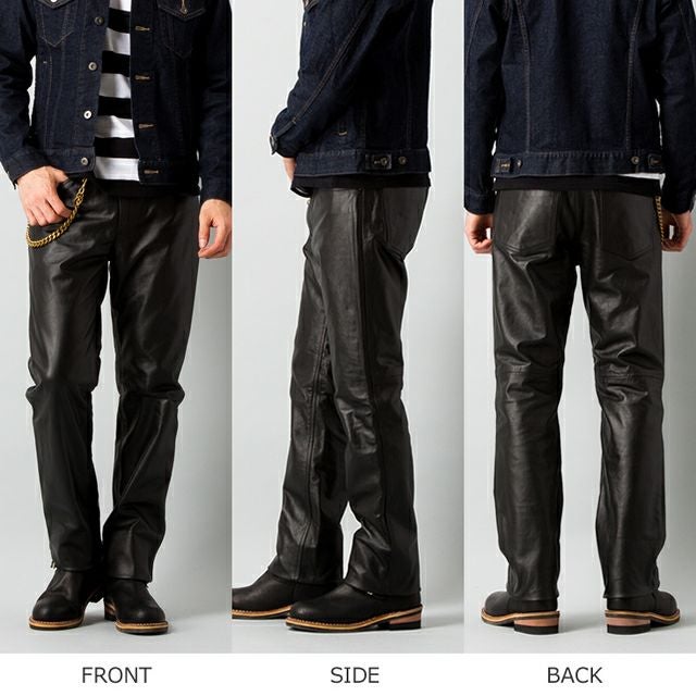 Liugoo Leathers 本革 レギュラーフィットレザーパンツ メンズ