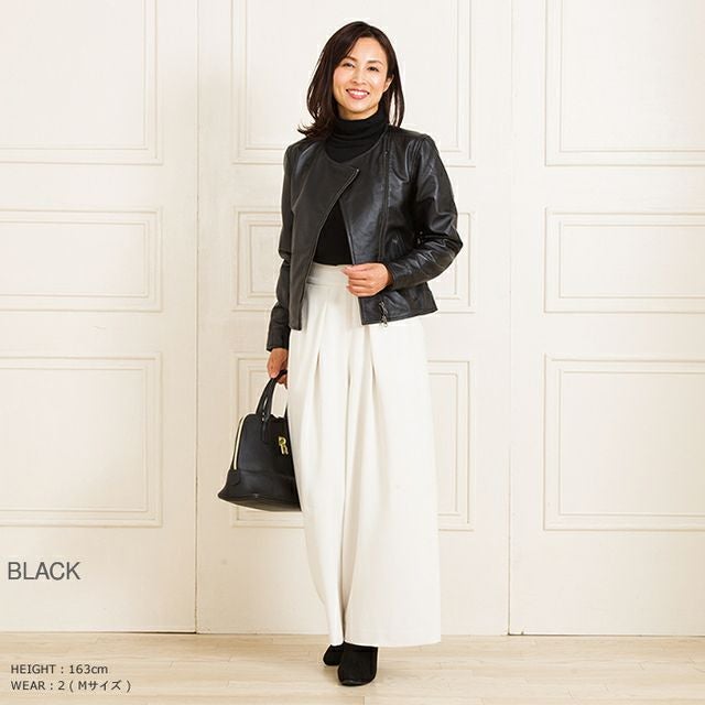 新品タグ付き LOUNIE 合皮ノーカラーブルゾン ライダース n2844_s02.jpg