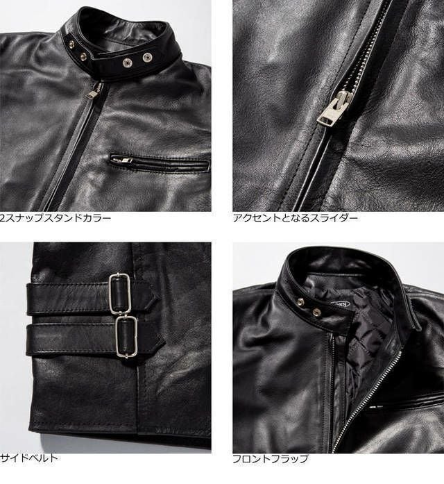 希少 HORN WORKS アイボリー シングルライダース 牛革 3L Horn Works 本革 シングルライダースジャケット メンズ ホーンワークス