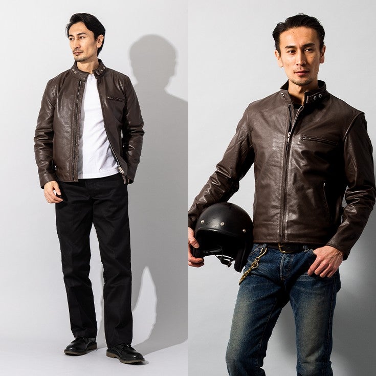 Horn Works 本革 USタイプ シングルライダースジャケット メンズ 