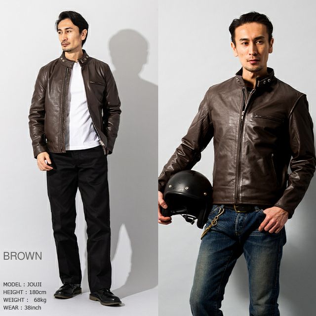 【HORNWORKS シングルライダース】パンチングレザー レザージャケット Horn Works 本革 USタイプ シングルライダースジャケット メンズ