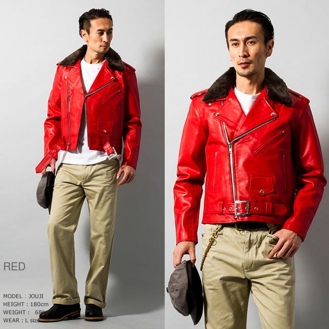 Horn Works 本革 襟ボアダブルライダースジャケット メンズ ホーン