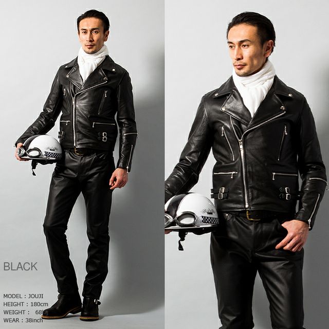 Horn Works 本革 UKタイプ ダブルライダースジャケット メンズ ホーン