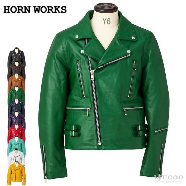Horn Works 本革 UKタイプ ダブルライダースジャケット メンズ ホーン