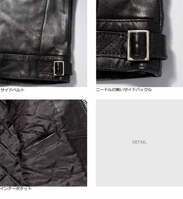 Horn Works 本革 UK襟付きシングルライダースジャケット メンズ ホーン