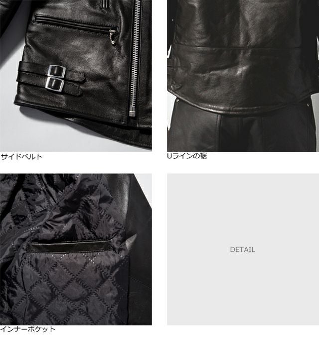 Horn Works 本革 UKパッドダブルライダースジャケット メンズ ホーン