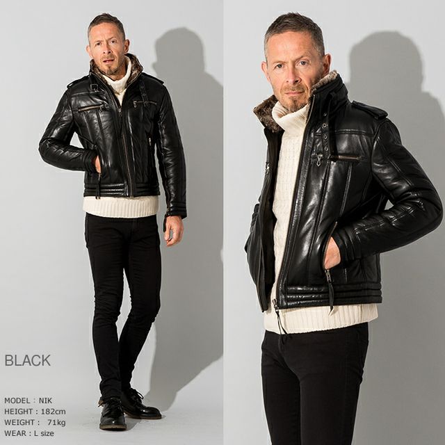 超美品 黒Liugoo Leathers春レザーダウンジャケット羊革 3L Liugoo Leathers 【20周年記念10%OFFクーポン】LIUGOO 本革 3WAY