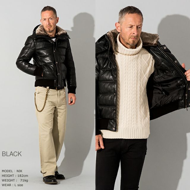 LIUGOO 本革 3WAY ダウンジャケット メンズ リューグー WNG13A レザー