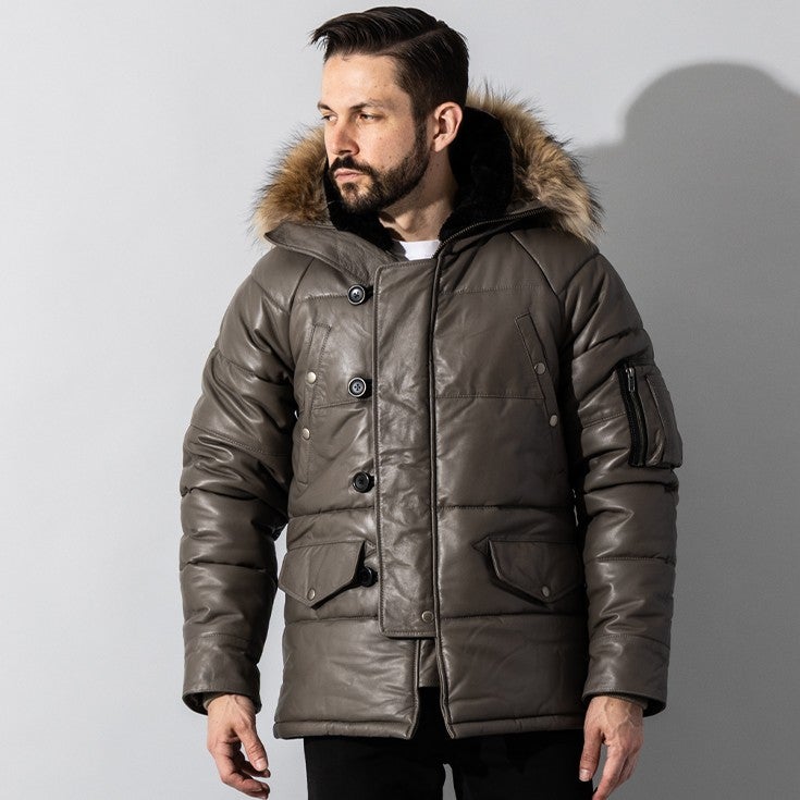 Liugoo Leathers 本革 N-3Bフライトジャケット レザーダウンジャケット 