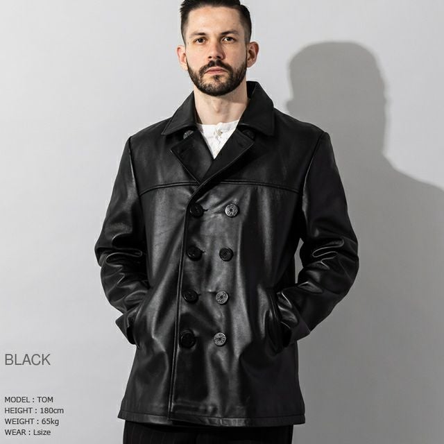 Liugoo Leathers 本革 ピーコート メンズ リューグーレザーズ COT18B