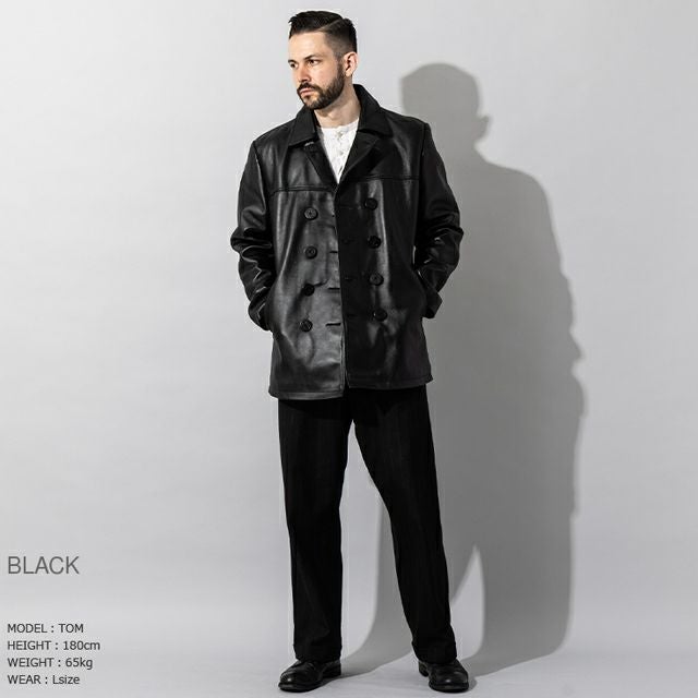 Liugoo Leathers 本革 ピーコート メンズ リューグーレザーズ COT18B