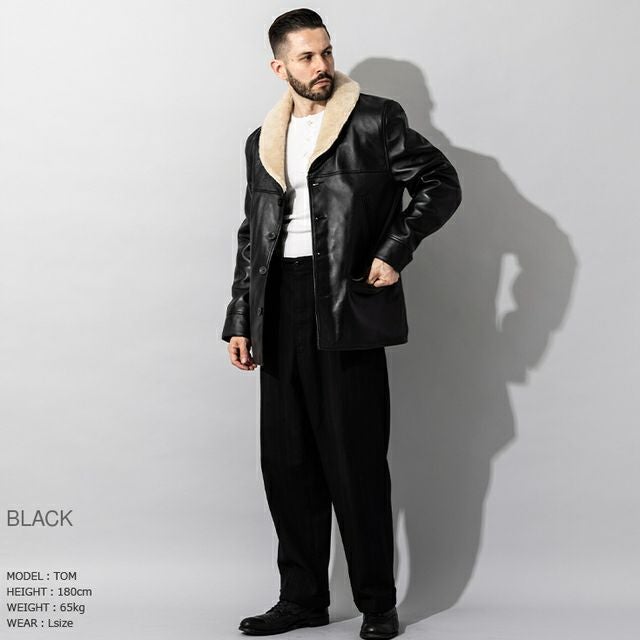 Liugoo Leathers 本革 ボアワークコート メンズ リューグーレザーズ