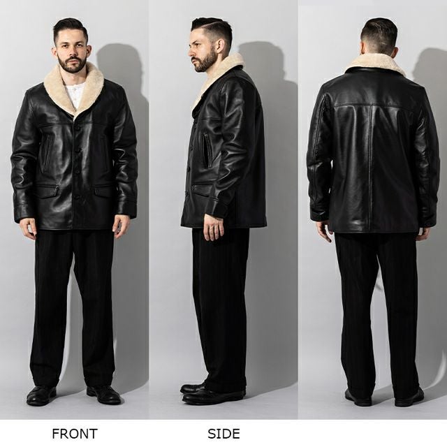 Liugoo Leathers 本革 ボアワークコート メンズ リューグーレザーズ