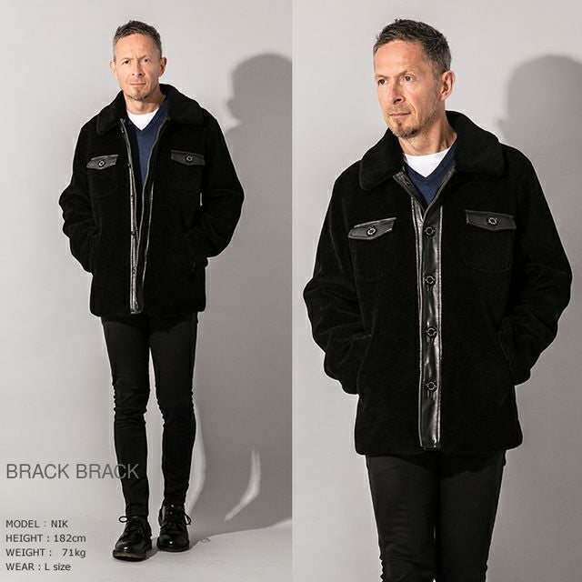 JEAN-LOUIS SCHERRER 本革 ムートンコート メンズ ジャン=ルイ