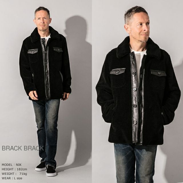 JEAN-LOUIS SCHERRER 本革 ムートンコート メンズ ジャン=ルイ