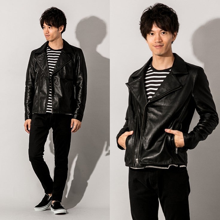 訳アリ】TORNADO MART ライダース レザージャケット ネイビー L 