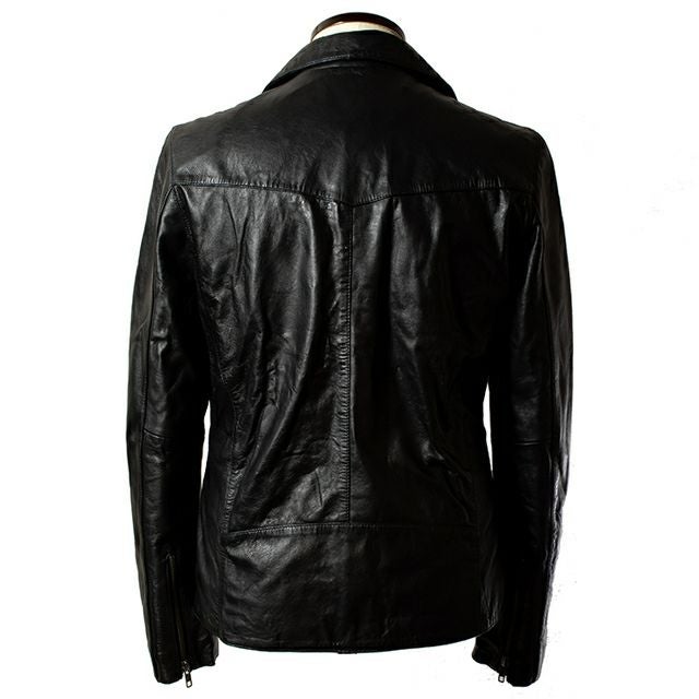 LIUGOO ZERO WASTE 本革 ダブルライダースジャケット メンズ