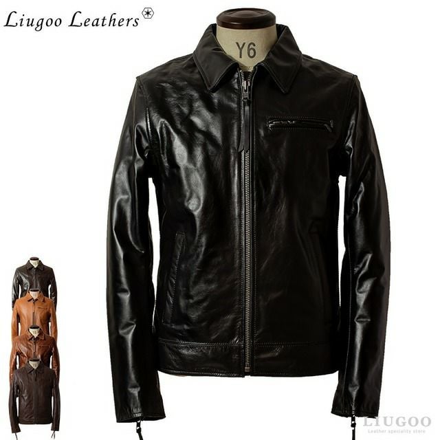 Liugoo Leathers 本革 トラッカージャケット メンズ リューグー