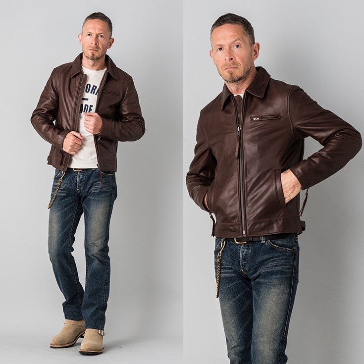Liugoo Leathers 本革 トラッカージャケット メンズ リューグー