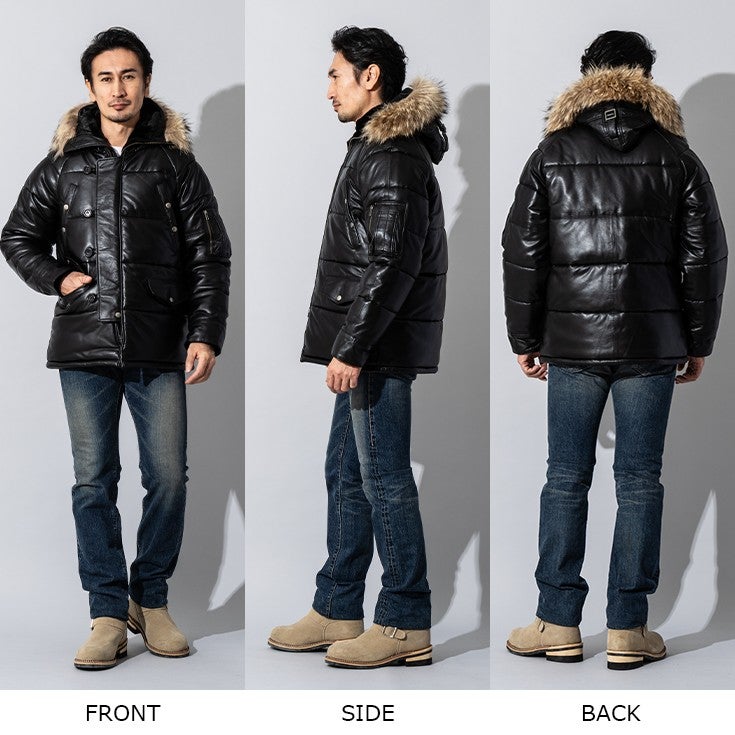 Liugoo Leathers 本革 N-3Bフライトジャケット レザーダウンジャケット