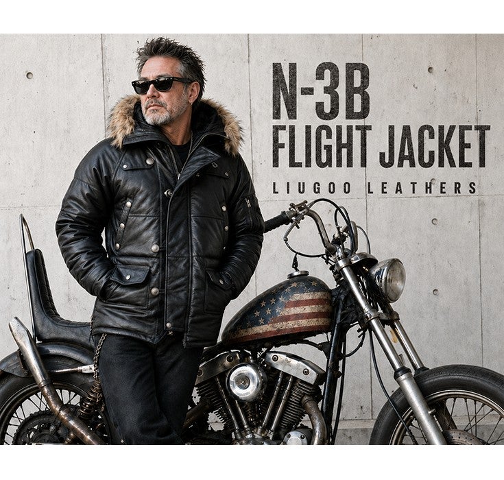 Liugoo Leathers 本革 N-3Bフライトジャケット レザーダウンジャケット