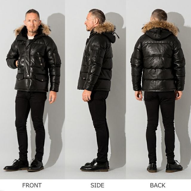 Liugoo Leathers 本革 N-3Bフライトジャケット レザーダウン メンズ